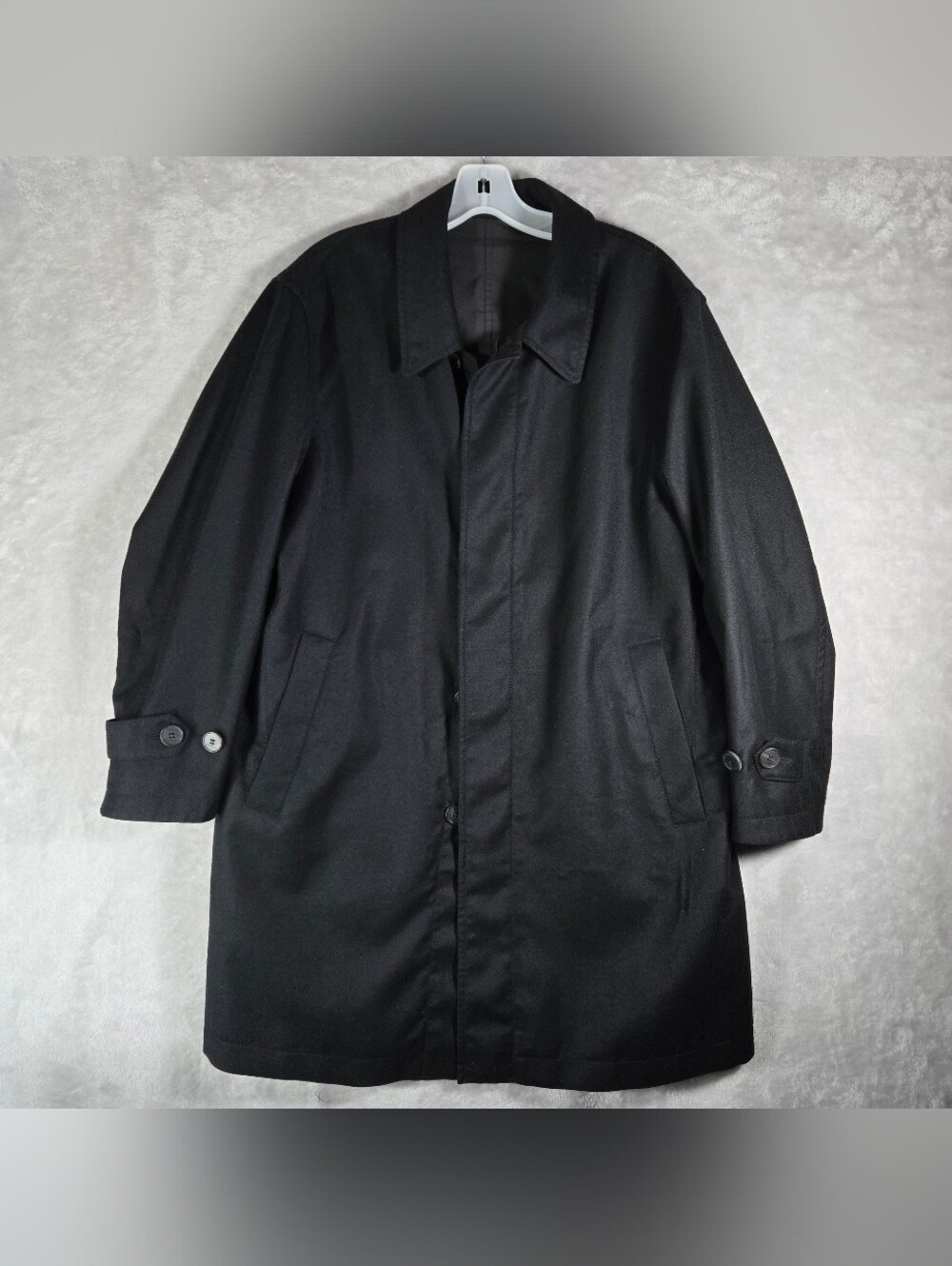Canali Rain & Wind Tech Cashmere Trench Coat Mens Size 40 Black Reversible
